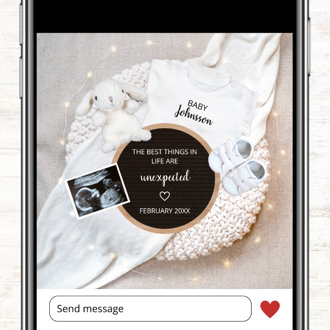 Faire-part Les Meilleures Choses Sont Une Grossesse Photo Ina (best things are unexpected cute photo pregnancy announcement card for social media ultrasound)