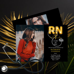 Faire-part Lettres à ballons RN Caduceus Stethoscope Graduati