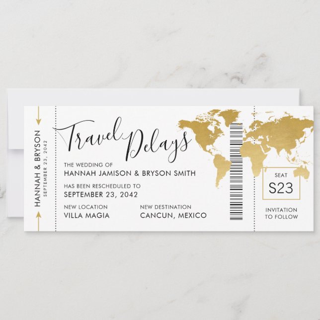 Faire-part Lieu de mariage de destination Changement de date (Devant)