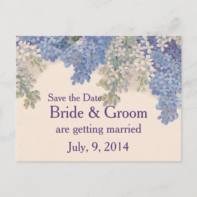 Faire-part Lilacs vintage Enregistrer la carte postale Date (Devant)