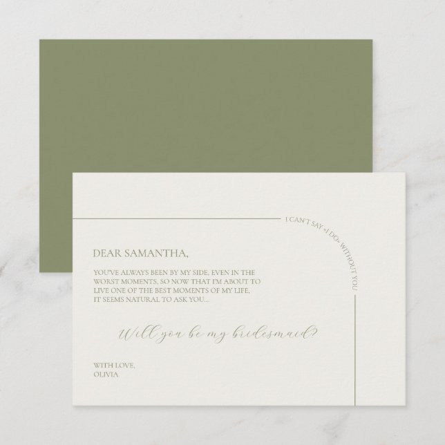 Faire-part Linen Arch Minimalist Bridesmaid Proposal Card (Devant / Derrière)