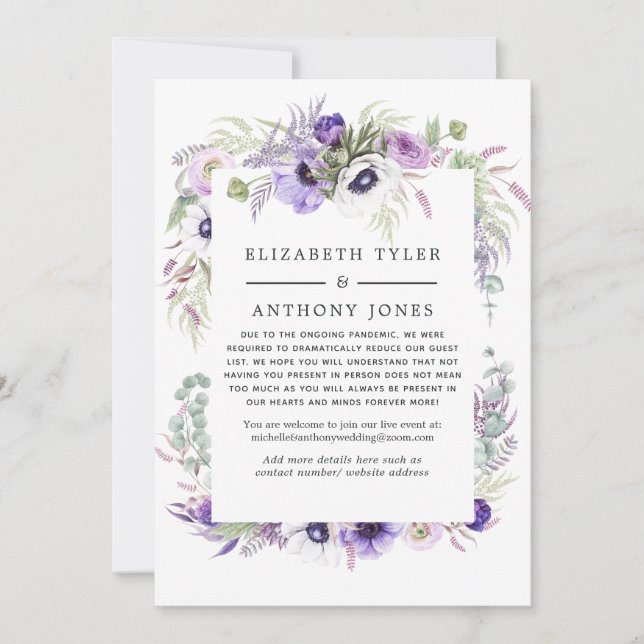 Faire-part Liste de invités de mariage réduite Fleur Violet P (Devant)