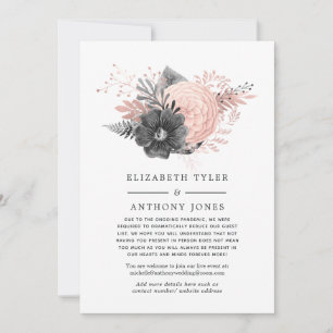 Faire-part Liste de invités réduite Rose Pâle et Charbon de B
