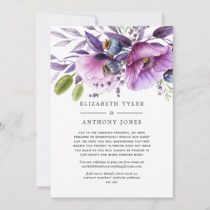 Faire-part Liste de mariage florale violette coquelicot rédui