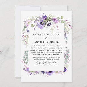 Faire-part Liste de mariage réduite avec des fleurs de Violet
