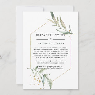 Faire-part Liste de mariage réduite de verdure dorée géométri