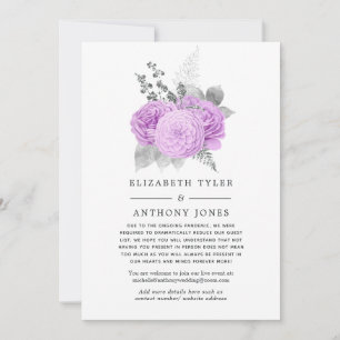 Faire-part Liste de mariage réduite pastel violet et argent