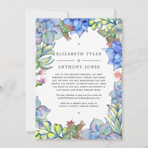 Faire-part Liste de mariage réduite Succulents Bleus