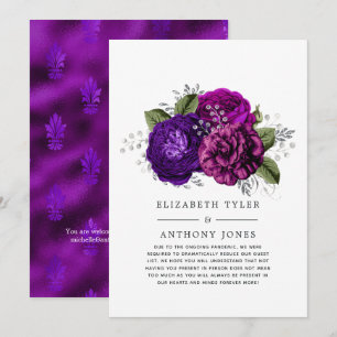 Faire-part Liste d'invités des Mariages floraux Royal violet