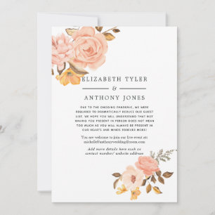 Faire-part Liste d'invités réduite pour le Mariage rose et or