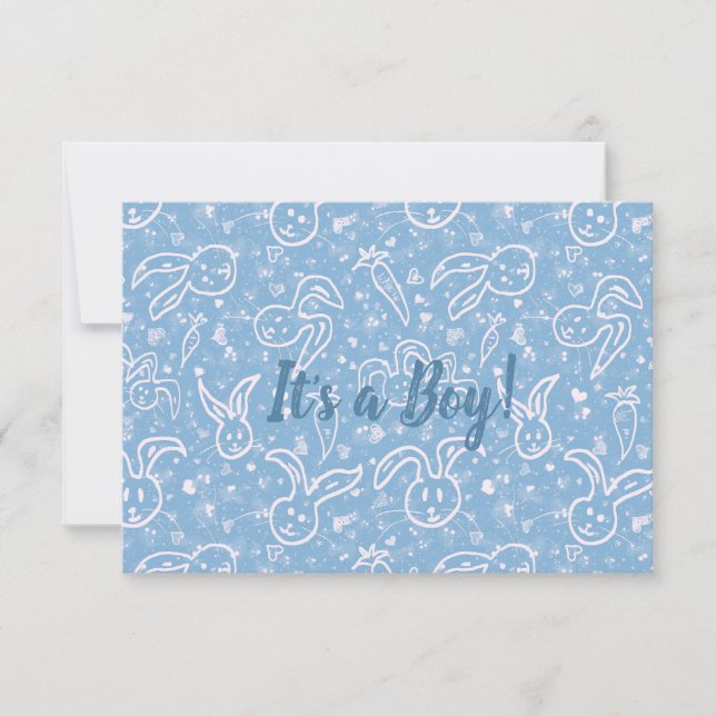 Faire-part Little Hearts and Bunnies - motif transparent. (Devant)