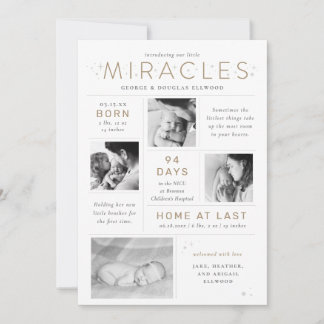 Faire-part Little Miracles Twin Preemie NICU Infographie