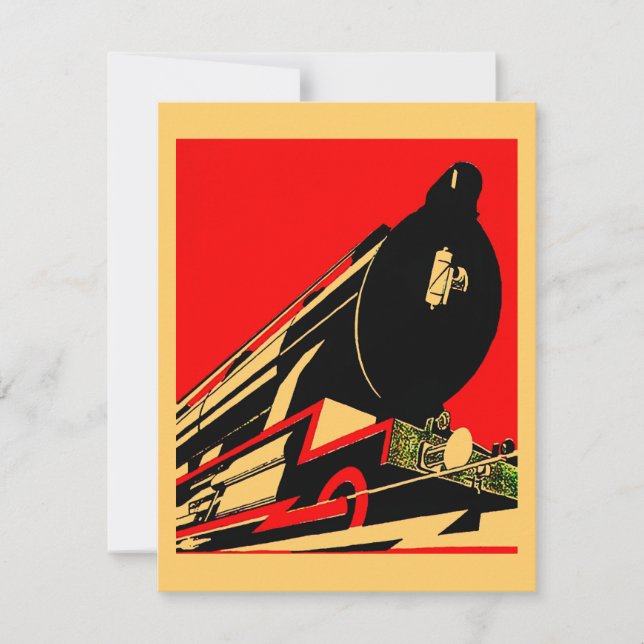 Faire-part Locomotive vintage Déco Nous avons déplacé les ann (Devant)