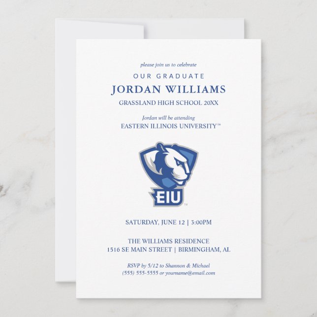 Faire-part Logo Eastern Illinois University Panthers (Devant)