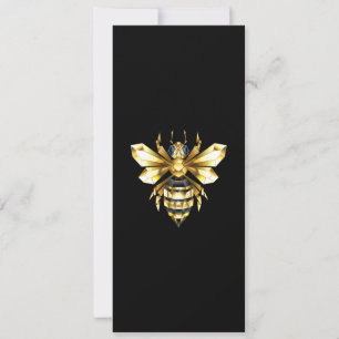 Faire-part Logo Faux Gold Foil Bee Polygonal sur Noir