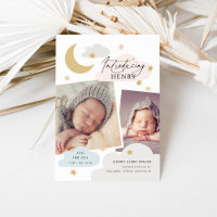 Lune Étoiles Nuages Collage Photo Rose Bleu Naissa