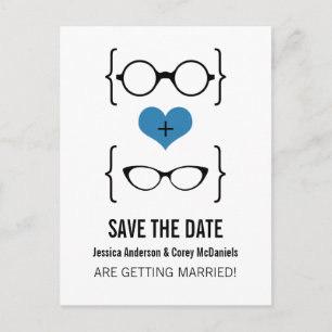 Faire-part Lunettes Bleues Geek Sauver la Date Carte Postale