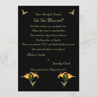 Faire-part Lys et papillons Elopement 2