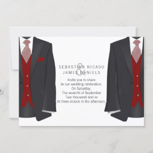 Faire-part M. et M. Suit et Mariage gay de Cravate rouge