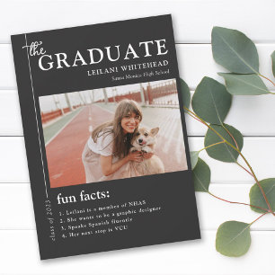 Faire-part Magazine de diplôme Fun Facts Soft Black