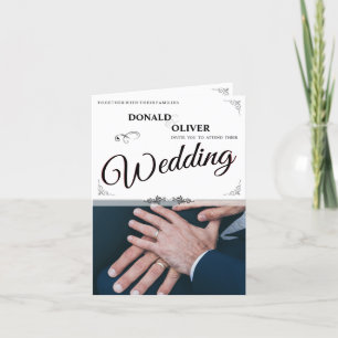 Faire-part Mains d'un couple gay de mariage avec des anneaux