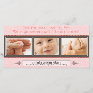 Faire-part Mains Minuscules, Pieds Minuscules (rose)