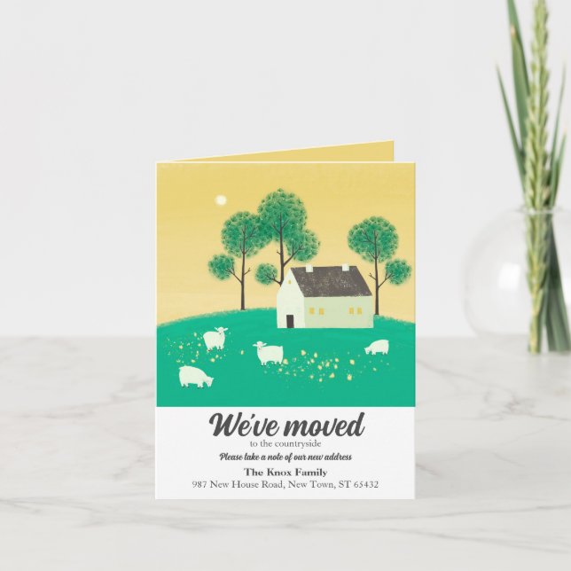 Faire-part Maison de Campagne Mignonne Arbres Moutons Nous Av (Devant)