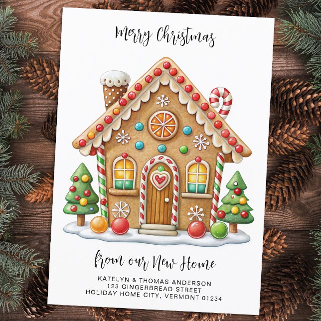 Faire-part Maison de pain d'épices de Noël Nouvelle adresse D (Créateur téléchargé)
