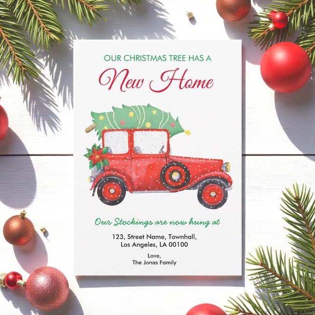 Faire-part Maison de vacances de Noël Camion rouge mobile (Créateur téléchargé)