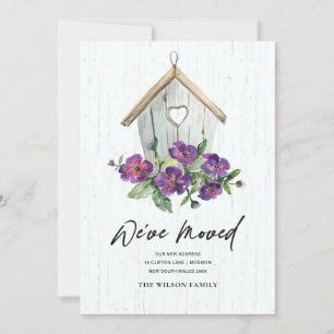 FAIRE-PART MAISON D'OISEAUX EN BOIS BLANC MOUVANT UNE NOUVELL