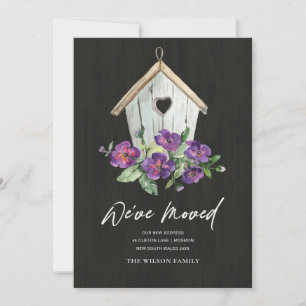 FAIRE-PART MAISON D'OISEAUX EN BOIS NOIR DÉPLAÇANT UNE NOUVEL