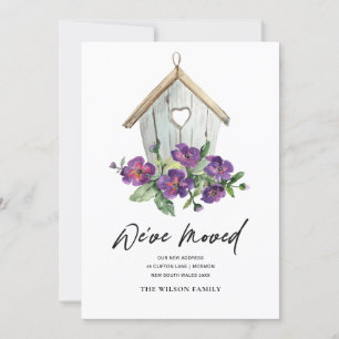 FAIRE-PART MAISON D'OISEAUX FLORALE BLANCHE RUSTIQUE DÉPLACEM