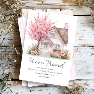 Faire-part Maison en fleurs roses Nouvelle adresse domicile