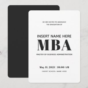 Faire-part Maîtrise en administration des affaires MBA Gradua