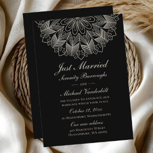 Faire-part Mandala Indien Boho Noir Mariés Mariage