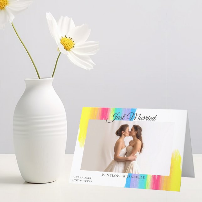 Faire-part Mariage arc-en-ciel Photo Moderne Mariés frais Mar (Créateur téléchargé)