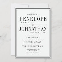 Faire-Part Mariage Bordure de Texte Serif Noir et
