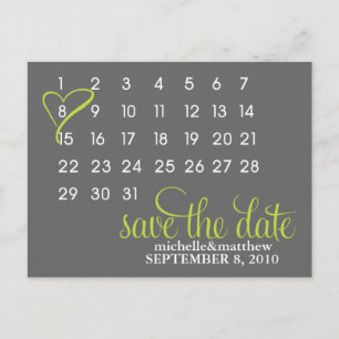 Faire-part Mariage Calendrier Vert Lime