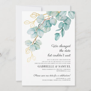 Faire-part Mariage Célébration Turquoise et or Eucalyptus
