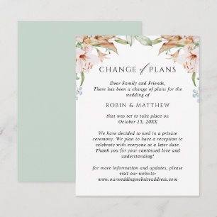 Faire-part Mariage Changement de Plans Vert Earthy Blooms