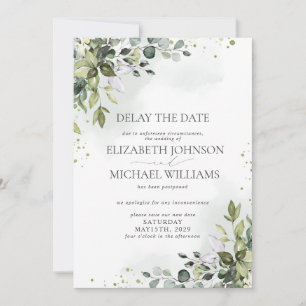 Faire-part Mariage Date de report Eucalyptus Aquarelle
