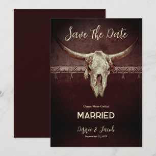 Faire-part Mariage de Cow-boy Country Rustique avec Crâne de 