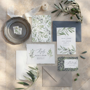Faire-part Mariage de feuillage minime d'olivier moderne