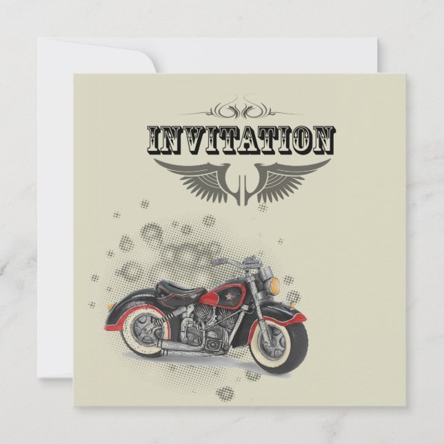 Faire-part Mariage de motard grunge rustique (Devant)