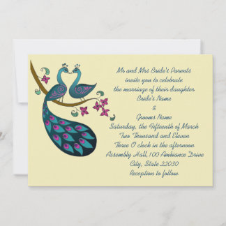 Faire-part Mariage de paon, ivoire