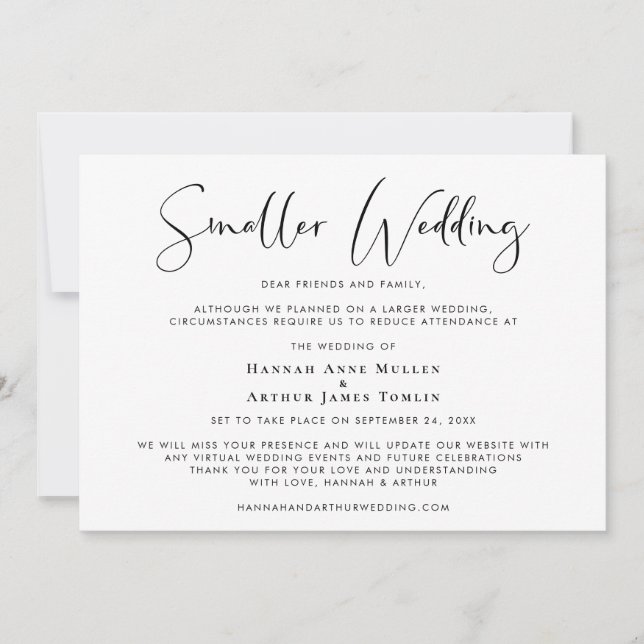 Faire-part Mariage de taille réduite Élégant (Devant)