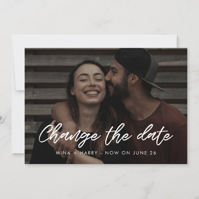 Faire-part Mariage de typographie moderne Changer la date (Devant)