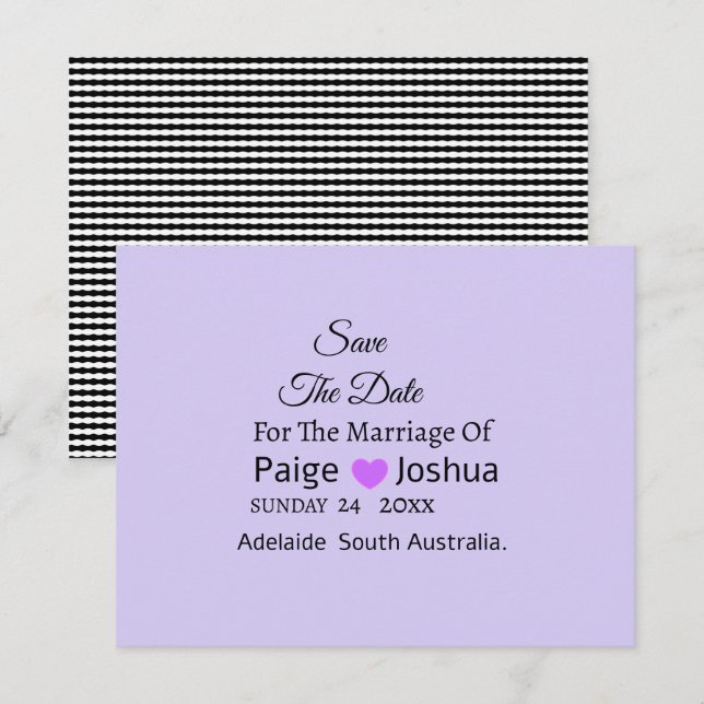 Faire-part Mariage de typographie moderne Twist Lavande  (Devant / Derrière)