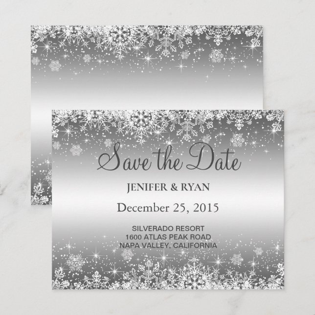 Faire-part Mariage d'hiver enregistrer l'invitation de date (Devant / Derrière)