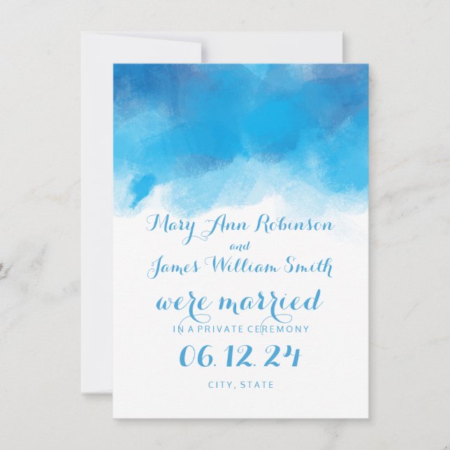 Faire-part Mariage / Elopement Eau bleu d'été (Devant)